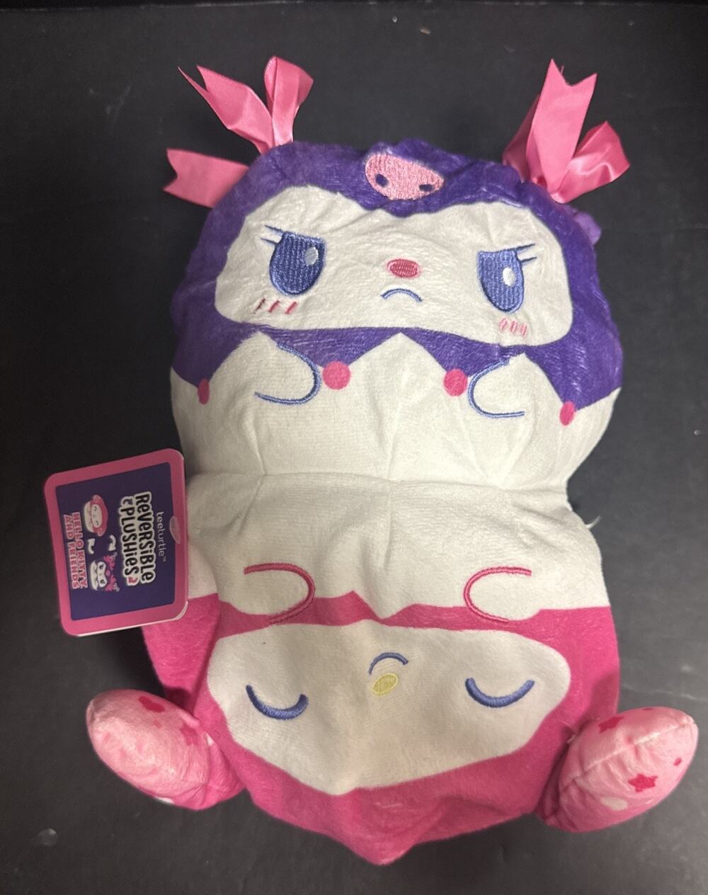 TeeTurtle Sanrio Hello Kitty Kuromi My Melody Reversible 8” Plush Tag